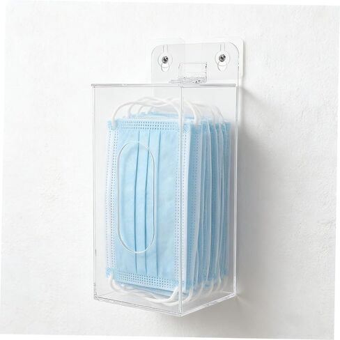 SHINEOFI Acrylic Face Mask Storage Box Wall-Mounted Mask Container Organizer with Single Compartment 100x95x240mm for Clinic and Home Use in Kuwait
