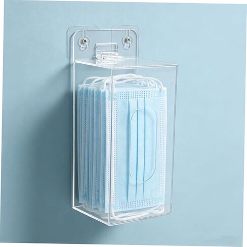 INOOMP Wall Mounted Face Mask Dispenser Box with Acrylic Material, Shatter-Resistant Multi-use Organizer Featuring Openable Top Cover and Front Dispensing Slot for Clinics and Workspaces in Saudi Arabia