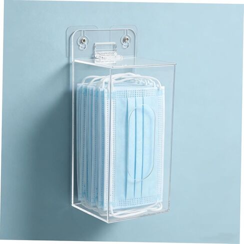 DOITOOL Face Mask Storage Box and Open Slot Acrylic with Wall-Mount Single Compartment 100x95x240mm Mask Organizer Container and Hairnet Storage in Clinic and Home in Kuwait