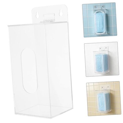 DOITOOL Face Mask Storage Box and Open Slot Acrylic with Wall-Mount Single Compartment 100x95x240mm Mask Organizer Container and Hairnet Storage in Clinic and Home in Kuwait