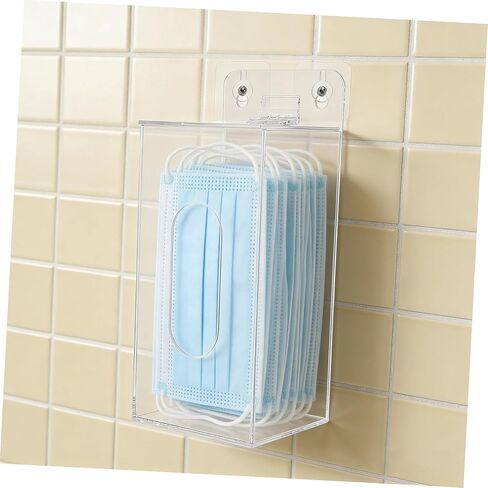 FOMIYES Acrylic Face Mask Organizer and Glove Storage Box with Wall Mounted Design, Openable Top Cover, and Front Dispensing Slot for Restaurants and Workspaces, Lightweight Sturdy Mask in Kuwait