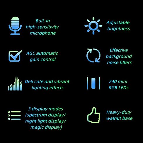 شاشة عرض طيف الموسيقى LED، 12 أنبوب ضوء، 240 مصباح LED RGB، محلل صوت، مصور موسيقى لاسلكي مع لون قابل للتعديل للحفلات المنزلية in Kuwait