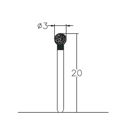 001.30EC1, Spherical, 3 mm Dia, Extra Coarse Grit Diamond Bur, 5 per Pack in Kuwait
