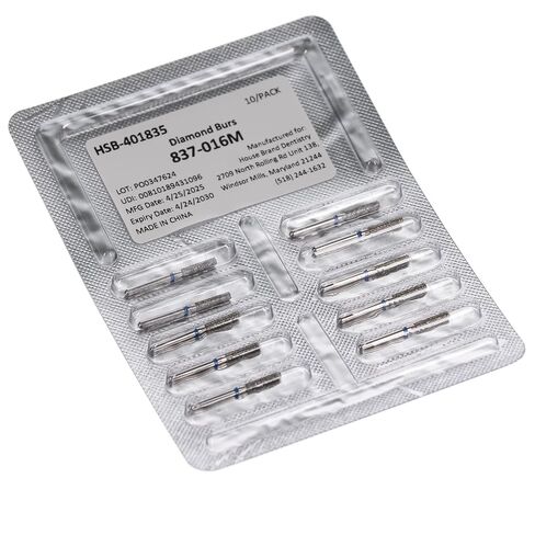 401835 HSB FG 837-016M Flat End Cylinder Medium Grit Diamond Burs 10/Pk in Kuwait