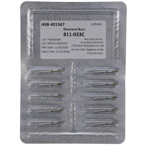 401567 HSB FG 811-033C Barrel Coarse Grit Diamond Burs 10/Pk in Kuwait