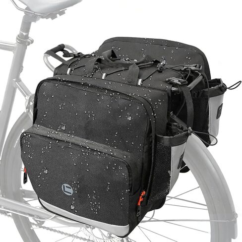NDakter Bike Panniers، 30L حقائب دراجات مضادة للماء للرف الخلفي، حقيبة سرج مزدوجة قابلة للتوسيع مع شرائط عاكسة، ملحقات الدراجة الإلكترونية للتنقل وركوب الدراجات الجبلية in Kuwait