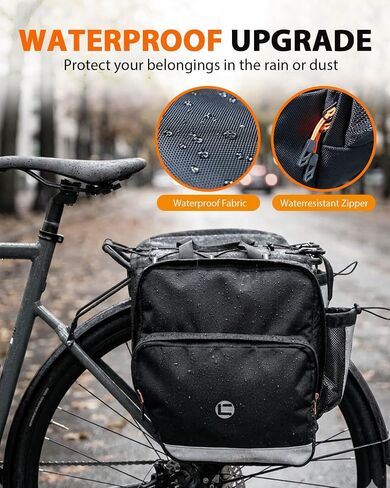 NDakter Bike Panniers، 30L حقائب دراجات مضادة للماء للرف الخلفي، حقيبة سرج مزدوجة قابلة للتوسيع مع شرائط عاكسة، ملحقات الدراجة الإلكترونية للتنقل وركوب الدراجات الجبلية in Kuwait