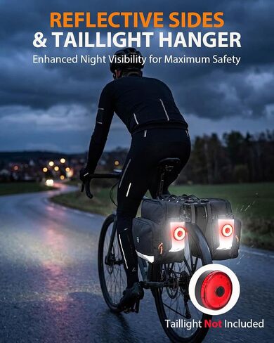 NDakter Bike Panniers، 30L حقائب دراجات مضادة للماء للرف الخلفي، حقيبة سرج مزدوجة قابلة للتوسيع مع شرائط عاكسة، ملحقات الدراجة الإلكترونية للتنقل وركوب الدراجات الجبلية in Kuwait