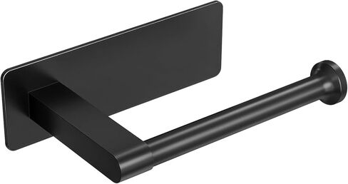 Toilet Paper Holder, Self Adhesive Upgraded Longer Base Wall Mounted Toilet Roll Paper Holder with Stainless Steel for Bathroom Kitchen Commercial No Drilling, Matte Black in Kuwait