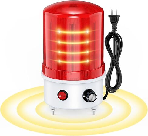 Industrial LED Rotating Warning Siren Light, Red 0–120 dB with Buzzer, 100–240V AC Wide Voltage, 4W ABS IP65 Waterproof Strobe, Bolt Mount Alarm Sign Light for Factory, Construction, Traffic in Kuwait