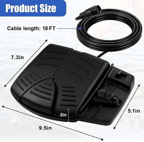 دواسة قدم لمحرك التصيد للتحكم في القدمين Minn Kota V2 مع كابل 18 بوصة 12 فولت - 24 فولت 50 أمبير، مفتاح تحكم في القدم أسود مقاوم للماء بدون تشغيل يدوي in Kuwait