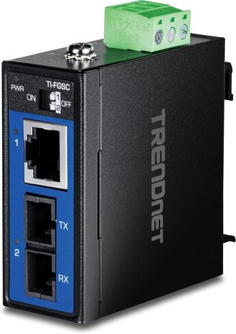 TRENDnet Hardened Industrial 1000BASE-LX Multi-Mode SC Fiber Media Converter (1km, 0.62mi.), TI-FGSC, 1 x Gigabit RJ45 Port, 1 x SC-Type Interface Port, NDAA TAA Compliant in Kuwait