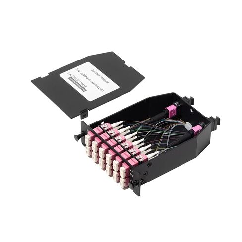 FHD MPO-LC Cassette, OM4 Multimode, Type A, 24 Fibers, 2 x MPO-12 (Male) to 12 x LC Duplex (Aqua), 0.35dB Max in Kuwait