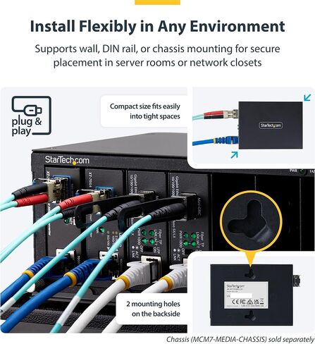 StarTech Single-Mode (SM) LC Fiber Media Converter for 10/100/1000 Networks, Standalone Gigabit Ethernet to Fiber Converter, 20km - TAA in Kuwait