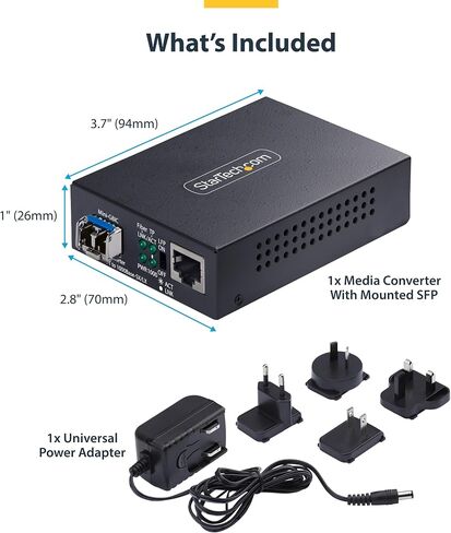 StarTech Single-Mode (SM) LC Fiber Media Converter for 10/100/1000 Networks, Standalone Gigabit Ethernet to Fiber Converter, 20km - TAA in Kuwait