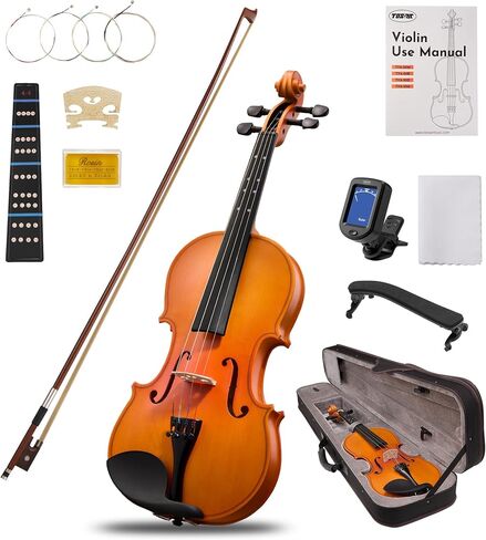 Tostar Acoustic Violin Full Size 4/4 Violin Set Starter Kit with Carrying Case, Violin Bow, Bridge, Rosin, Shoulder Rest, Stickers, Instruction Extra Strings for Beginner Retro Matte in Saudi Arabia