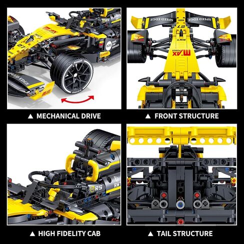 مجموعة بناء سيارات السباق AM24 Formula 1، مجموعة قابلة للتجميع بمقياس 1:8 للبالغين، متوافقة مع Lego، نموذج بناء وعرض مفصل أصلي لديكور المنزل أو المكتب (1650 قطعة) in Saudi Arabia