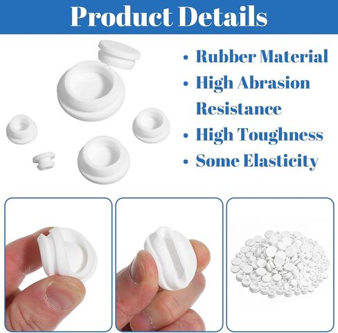 62 PCS 6 Sizes Silicone Rubber Plugs for Round Holes, Drainage Plugs for Planters, 1" 3/4" 5/8" 1/2" 3/8" 1/4" White Hole Plug Snap Locking T-Shape Furniture Bathtub in Kuwait