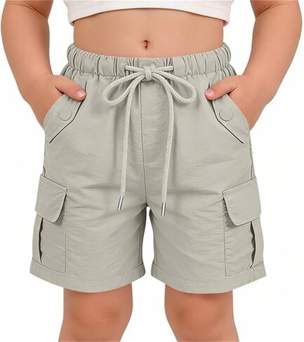 Girls Bermuda Cargo Shorts High Waisted Summer Casual Shorts Baggy Wide Leg Outdoor Hiking Pants with Pockets in Kuwait