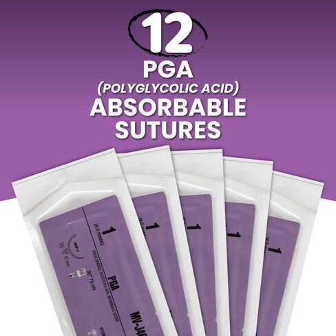 Oasis Vet PGA (Polyglycolic Acid) Surgical Suture, 1, (CP-1) 1/2 37mm Reverse Cutting Needle, 75cm, 12/Box, Veterinary Use in Kuwait