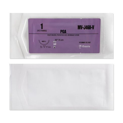 Oasis Vet PGA (Polyglycolic Acid) Surgical Suture, 1, (CP-1) 1/2 37mm Reverse Cutting Needle, 75cm, 12/Box, Veterinary Use in Kuwait