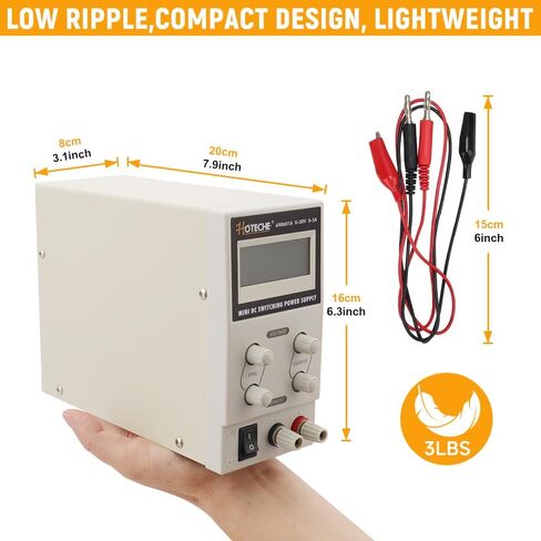 Hoteche 30V 5A DC مزود طاقة متغير، 110V/220V مدخل مزدوج عالي الدقة منضدة مختبر محمولة قابلة للتعديل تبديل منظم إمداد الطاقة للمختبر، DIY والإصلاح in Kuwait