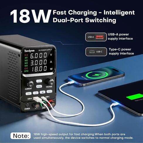 DC Power Supply Variable, 0-30V 0-5A Adjustable Bench Power Supply with Encoder Adjustment, Output Enable Button, 4-Digit LED Display, 4 Groups Memory Storage Short Circuit Protection (Black) in Kuwait