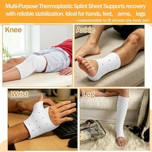 2 Pcs Thermoplastic Splint Sheet, 11.8 x 17.7 Inch Moldable Splint Material | Heat Soften Customizable White Polymer Sheet for Physical Therapy, Orthotic Brace Making in Kuwait