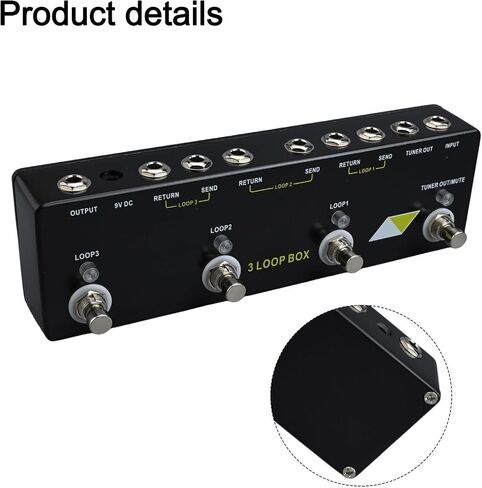 Guitar Looper Pedal for MOSKYaudio 3 LOOP BOX, True Bypass Loop Effect with Tuner Mute, Metal Shell, Unlimited Recording Time, 3-Loop Series Layering for Guitarists and Bassists in Kuwait