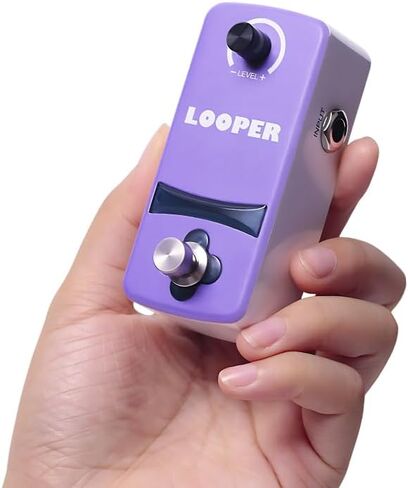 Mini Electric Guitar Looper Pedal - 12 Minutes Recording Time, Unlimited Overdubs, High Fidelity Audio - Portable Loop Station with 3.5mm I/O, Headphone Monitor, Dual Power (9V DC/USB-C) - Purple in Kuwait