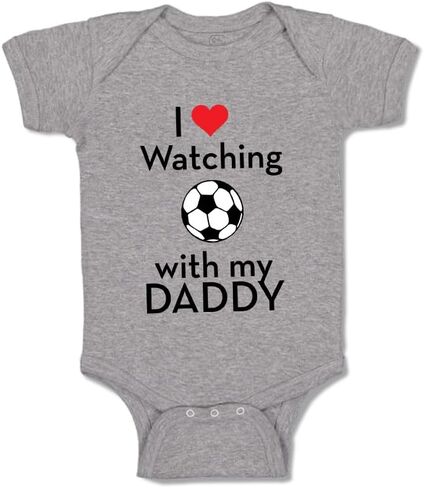 Cute Rascals Baby Bodysuit I Love Watching Soccer with My Daddy Soccer Boy & Girl Baby Clothes Funny Cotton Oxford Gray Design Only 18 Months in Saudi Arabia