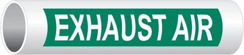 ComplianceSigns.com ملصق هواء العادم باللون الأبيض على اللون الأخضر ASME A13.1، مقاس 12x2.5 بوصة، عبوتان من الفينيل لعلامات الأنابيب in Kuwait