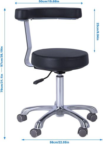 Medical Dental Stool with Wheels and Backrest Dental Assistant Chair Height Adjustable Heavy Duty Rolling Stool for Lab Salon Home in Kuwait