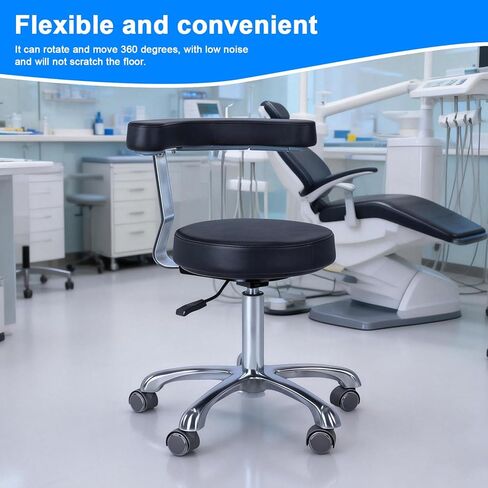 Medical Dental Stool with Wheels and Backrest Dental Assistant Chair Height Adjustable Heavy Duty Rolling Stool for Lab Salon Home in Kuwait