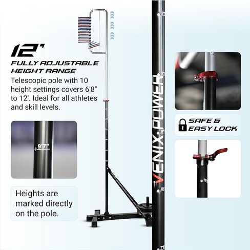 VENIX POWER® Patented Vertical Jump Tester & Trainer, Jumping Height Measurement Tool Equipment Pole for Training Practice Test, Volleyball Basketball Exercise Aid, High Higher Vertical Jump Box in Kuwait