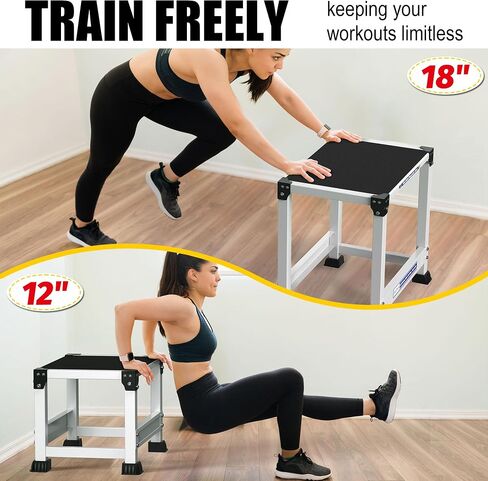 GanFindX Steel Plyo Box 12 Inch with 15 * 12 Inch Surface Metal Plyometric Jumping Box Home Gym Jump Trainer for Fitness Exercise Agility Stamina Conditioning Strength Training, White in Kuwait