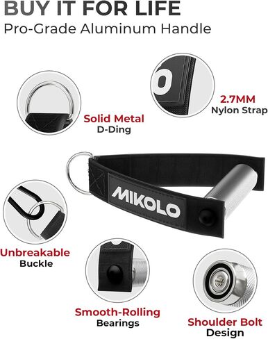 Mikolo Aluminum Alloy Cable Machine Handles, Exercise Handles D Handle Cable Attachments for Gym, Durable Cable Machine Attachment for Cable Crossover Training (with Bearing and 15mm Steel Tubing) in Kuwait