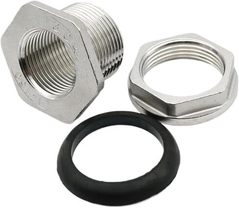 1/4"3/8"1/2"3/4"1"1-1/4"1-1/2"2" B S P 304 Female Stainless Steel Bulkhead Pipe Fitting Connector Coupler(DN10) in Kuwait