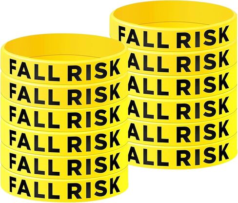 12 قطعة سوار معصم لمخاطر السقوط في حالات الطوارئ للمريض المسنين، أساور معصم لمخاطر السقوط من مطاط السيليكون للرجال والنساء هدايا كبار السن (أصفر) in Kuwait