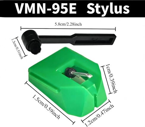 VMN-95E Premium Elliptical Stylus Replacement for Audio-Technica VM95 Turntable, Diamond Needle, Compatible with AT-LP120X 【Green】 in Saudi Arabia