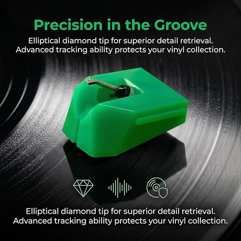 VMN-95E Premium Elliptical Stylus Replacement for Audio-Technica VM95 Turntable, Diamond Needle, Compatible with AT-LP120X 【Green】 in Saudi Arabia