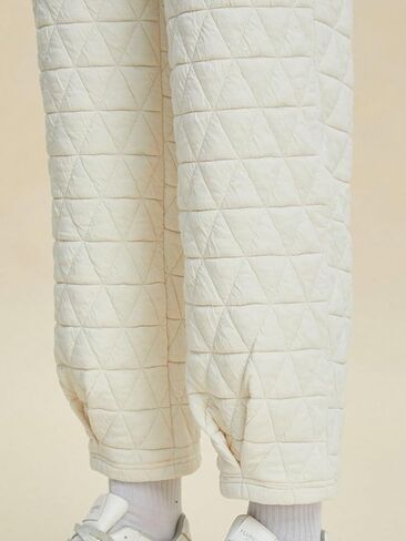 Women's Casual Two-Piece Set Quilted Solid Top And Pants With Pockets Loungewear Set (Beige,3X-Large) in Kuwait