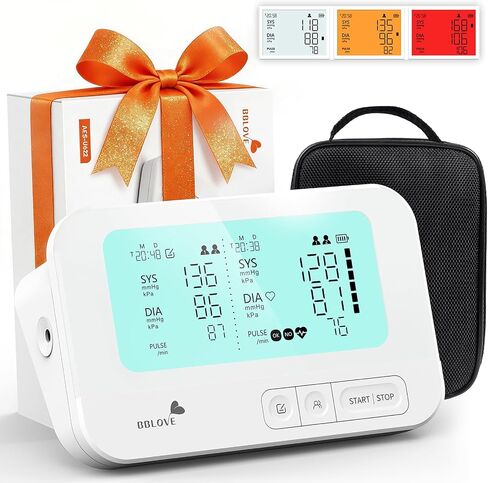 Blood Pressure Monitor, FSA-HSA Eligible, One-Touch Voice Control | Upper Arm Design, Dual Screen Comparison, Type-C Rechargeable, Irregular Heartbeat Detection, Color-Coded BP Indicator in Kuwait
