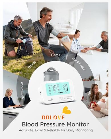 Blood Pressure Monitor, FSA-HSA Eligible, One-Touch Voice Control | Upper Arm Design, Dual Screen Comparison, Type-C Rechargeable, Irregular Heartbeat Detection, Color-Coded BP Indicator in Kuwait
