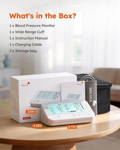 Blood Pressure Monitor, FSA-HSA Eligible, One-Touch Voice Control | Upper Arm Design, Dual Screen Comparison, Type-C Rechargeable, Irregular Heartbeat Detection, Color-Coded BP Indicator in Kuwait