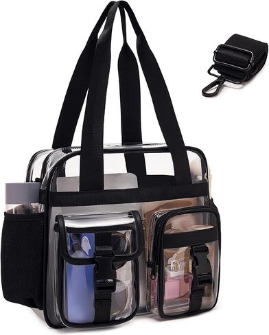 حقيبة يد Eslcorri Clear Tote Bag معتمدة من الاستاد، حقيبة يد للمناسبات الكبيرة مقاس 12x12x6 للألعاب والعمل in Saudi Arabia