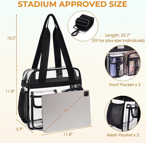 حقيبة يد Eslcorri Clear Tote Bag معتمدة من الاستاد، حقيبة يد للمناسبات الكبيرة مقاس 12x12x6 للألعاب والعمل in Saudi Arabia