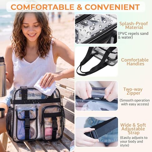 حقيبة يد Eslcorri Clear Tote Bag معتمدة من الاستاد، حقيبة يد للمناسبات الكبيرة مقاس 12x12x6 للألعاب والعمل in Saudi Arabia