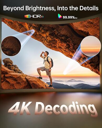 جهاز عرض ذكي [1000 ANSI/Netflix-مرخص] جهاز عرض 4K مع واي فاي 6 وبلوتوث ثنائي الاتجاه، تركيز تلقائي بالذكاء الاصطناعي وحجر المفاتيح، صوت دولبي 20 وات، تطبيقات مدمجة، HDR10+، جهاز بروجيكتور محمول TOPTRO A1 للأفلام الخارجية in Kuwait