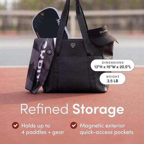حقيبة حمل CRBN Pickleball - حقائب كرة البيسبول من جلد البولي يوريثان الفاخر للنساء مع أكمام مجداف، وحجرة كمبيوتر محمول، وخطاف سياج وحقيبة عربة سفر in Kuwait
